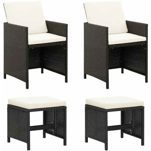  4-dijelni set vrtnih stolica i stolaca od poliratana crni