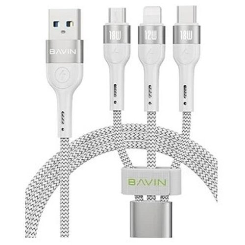 BAVIN kabl 18W 3 in 1 Micro, type-C, lightning siva - CB365 Cene