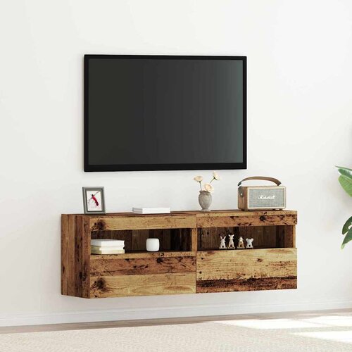 TV zidni ormar s LED svjetlima 2 pcs Staro drvo 60 x 30 x 40 cm Cijene