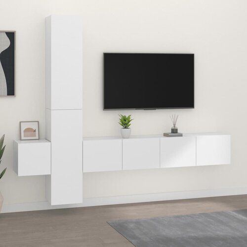 The Living Store Komplet TV omaric 5-delni bel inženirski les - Komplet TV Omaric, (21434605) Cene