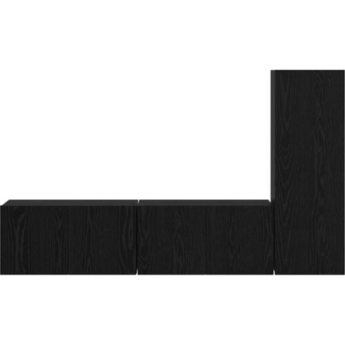  Set TV komoda 3 kom. Crni hrast Konstruirano drvo Crna 60 x 30 x 30 cm Slike