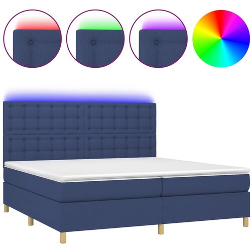 Maison Chic Box spring postelja - Vzmetna postelja z vzmetnico LED modra 200x200 cm blago SL9436, (21904781) Cene