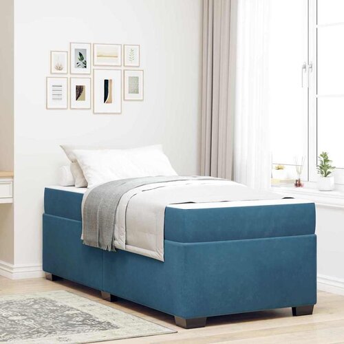 VidaXL Posteljni okvir z vzmetnico z vzmetnico Modra 80 x 200 cm Žamet Slike