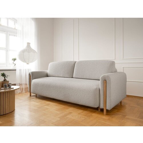 ELTAP Sivo-bež sklopiva/s prostorom za odlaganje sofa od boucl&amp;eacute; tkanine 244 cm Arcadova &amp;ndash; Slike