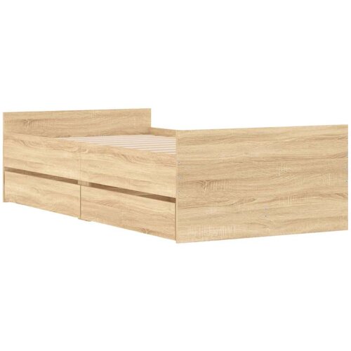 VidaXL Okvir kreveta s ladicama boja hrasta 90x200 cm Slike