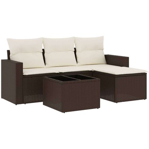 VidaXL 5-dijelni set vrtnih sofa s jastucima poliratan smeđi Slike