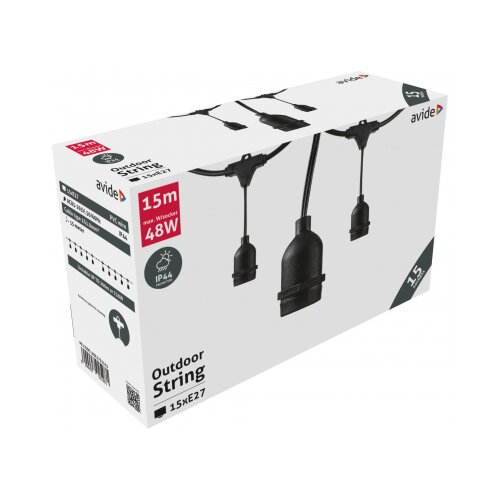 Avide 925981 Kabel za žarnice E27 - 15 vtičnic 15 m IP44, (21739629) Cene
