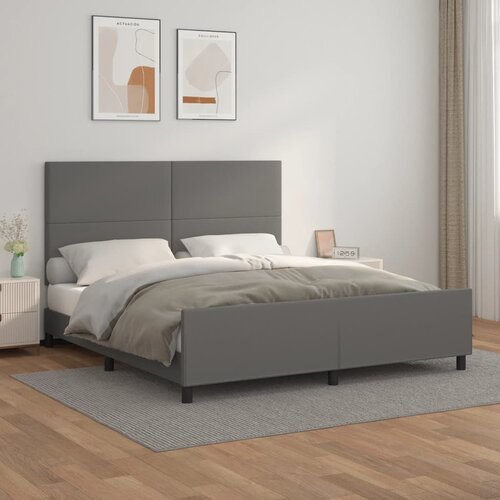 VidaXL Posteljni okvir z vzglavjem siv 180x200 cm umetno usnje Slike