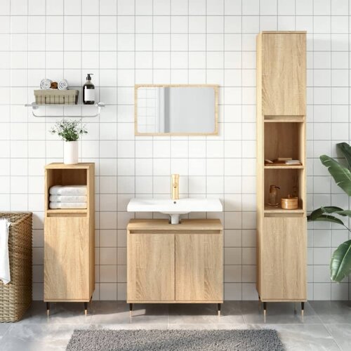 vidaXL Kopalniška omarica sonoma hrast 58x33x60 cm inženirski les Cene