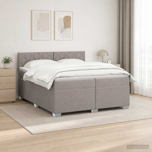  Boxspring krevet s madracem Sivosmeđa 200 x 200 cm Tkanina Cijene