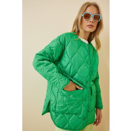 Happiness İstanbul Women's Vivid Green Oversize Quilted Coat Slike