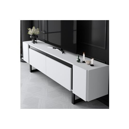 Hanah home TV komoda Yildiz, 180x50x30 cm, bijelo-crna Slike