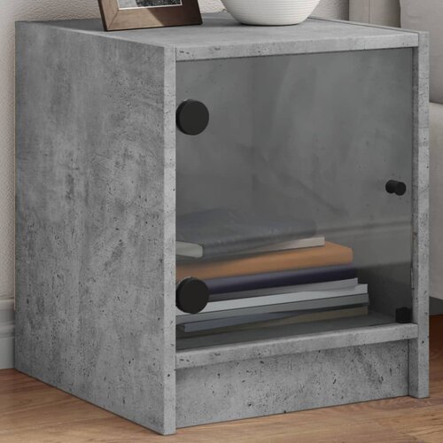 VidaXL Nočna omarica s steklenimi vrati betonsko siva 35x37x42 cm Slike
