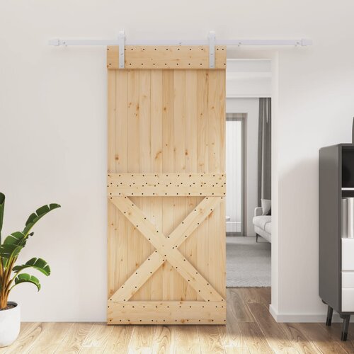 vidaXL Drsna vrata s kompletom vodil 90x210 cm trdna borovina Cene