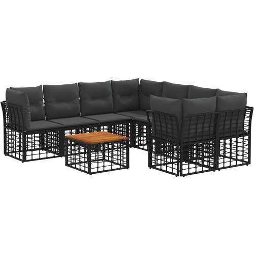  Set vanjskih sofa 9 kom. Crna i tamno siva poliratan Slike