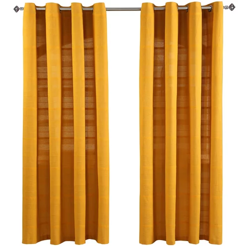 HOMESCAPES Bombažne zavese Rajput z rebri v gorčično rumeni barvi, par, 137x137 cm, (20749254)