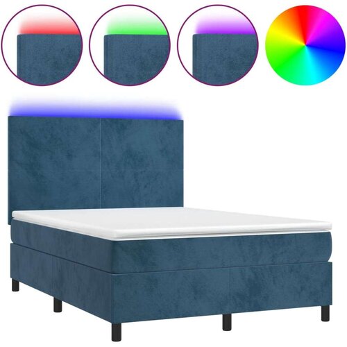  Box spring s madracem LED tamnoplavi 140x200 cm bar&amp;scaron;un Slike