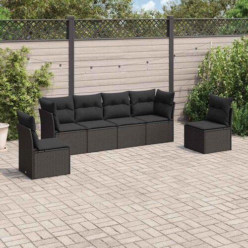  6-dijelni set vrtnih sofa s jastucima crni od poliratana Crna 62 x 62 x 69 cm Cene