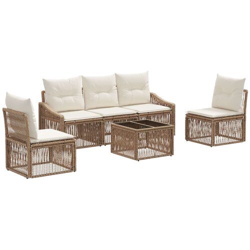 vidaXL Vrtna sedežna garnitura 6 pcs Bež poli ratan, (5000271944) Cene