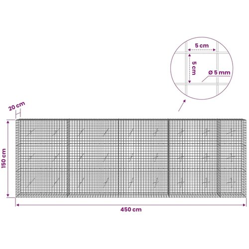  Gabion s žicom debljine 5 mm i mrežom 5x5 cm 450x20x150 cm - 20 cm 150 cm 450 cm Slike