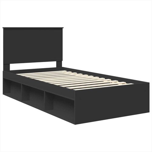  Okvir za krevet Crna 100 x 200 cm Čvrsto borovo drvo Slike