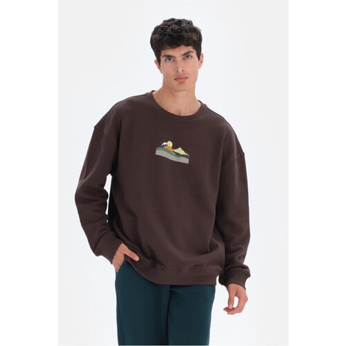 Dagi Dark Brown Men's Mountain Printed Sweatshirt Cene