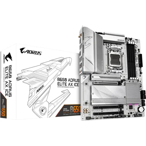 Gigabyte B650 AORUS ELITE AX ICE, DDR5, SATA3, USB3.2Gen2x2, DP, 2.5GbE, WiFi 6E, AM5 ATX