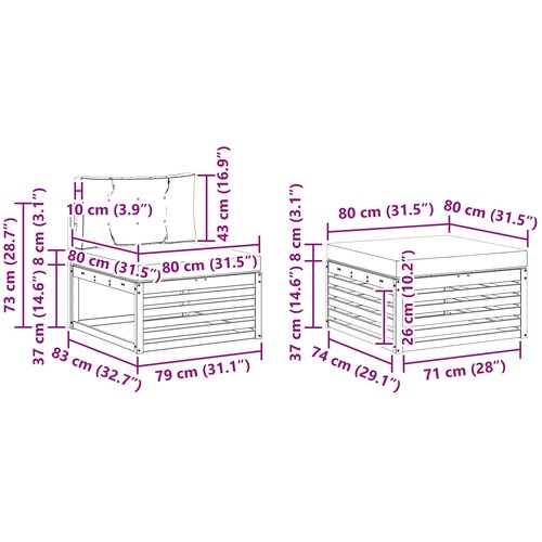  Set vanjskih sofa 6 kom. Bijela i svjetlosiva Slike