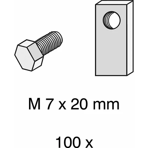 hofe Vijaki, M 7 x 20 mm, DE 100 kosov, s posebnimi maticami