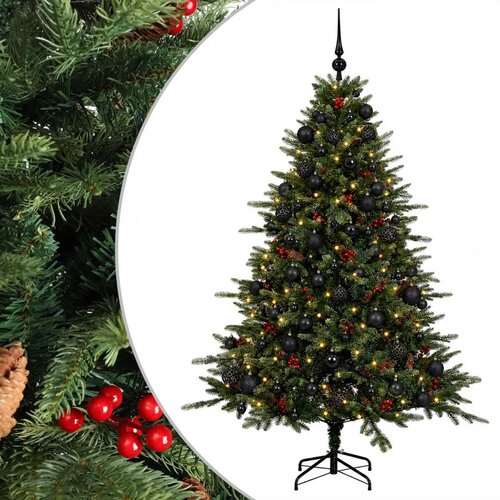  Umjetno božićno drvce s kuglicom 240 cm 300 LED lampica - Zelena 240 cm s LED-ima i crnim lopticama Slike