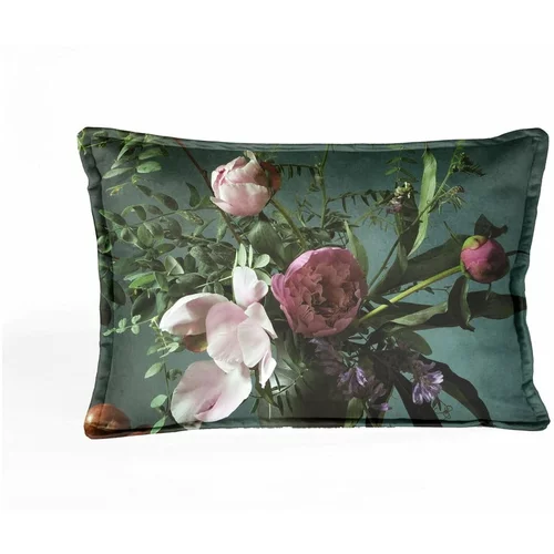 Velvet Atelier zeleni jastuks cvjetnim uzorkom baršun Bodegon, 50 x 35 cm