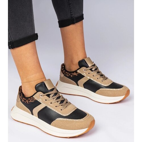 D/CEO marka niezdefiniowana Black women&amp;#039;s sneakers with glitter and animal print addition Markuta Slike