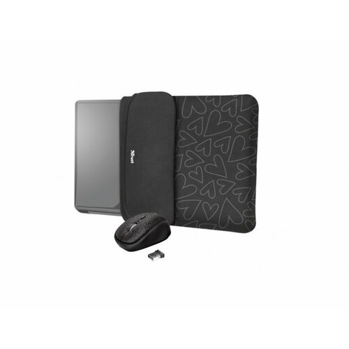Trust Yvo Reversible Sleeve for 15.6 Laptops with wireless mouse - black hearts 23440 Slike