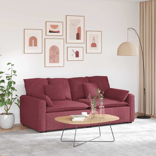  Modularna sofa s jastucima, vinsko crvena Cene