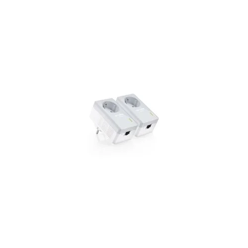 Tp-link TL-PA4010P KIT AV600 Passthrough Powerline KIT,Qualcomm, 1 x 10/100 RJ45 port, 600Mbps Powerline, HomePlug AV, Green Powerline, Plug and Play, Pair Button, New PLC Utility, Twin Pack, Integrated Power Socket, up to 300m range