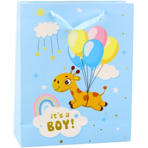  It's A Boy Giraffe Gift Bag Blue 32 x 26 x 10 cm Cene