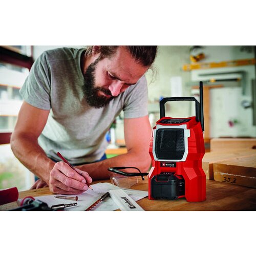 Einhell power X-Change Radio za gradili&amp;scaron;te na bateriju TC-RA 18 Li BT - Solo (Crveno-crne boje, Napon akumulatora: 18 V, Broj baterija: Bez akumulatora, Frekvencija: 87,5 - 108,0 kHz (FM)) + BAUHAUS jamstvo 5 godina na uređaje na električni ili motorni pogon Slike