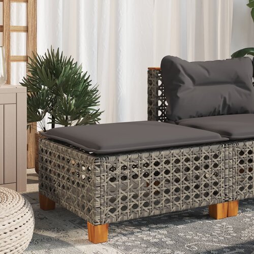 VidaXL Vrtni stolček z blazino siv 63,5x56x32 cm poli ratan Slike