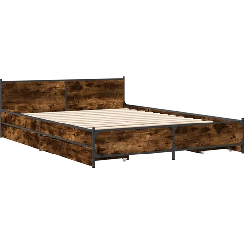 vidaXL Okvir kreveta s ladicama boja hrasta 140x190 cm