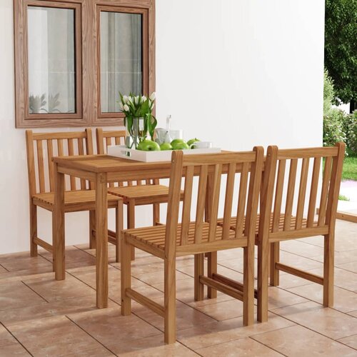  5-delni vrtni jedilni komplet 120x70 cm masivni tikov les, (5000294365) Slike