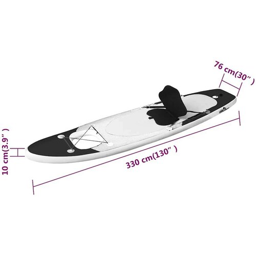 VidaXL Set daske za veslanje stojeći na napuhavanje crni 330x76x10 cm Slike