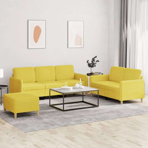  3-dijelni set sofa s jastucima svjetložuti od tkanine Cijene