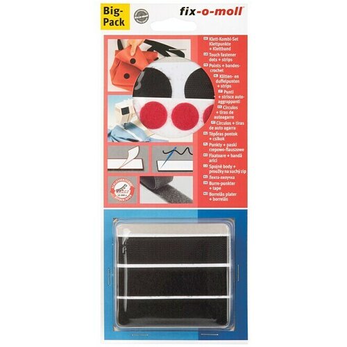 Fix-o-moll kombinirani komplet čičak trake (lijepljenje, crne boje, 8 kom.) Slike