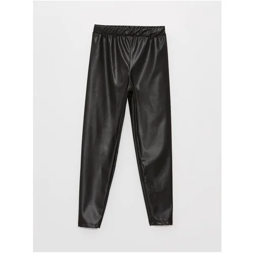 LC Waikiki Girls' Leather-Look Pants with Elastic Waist.