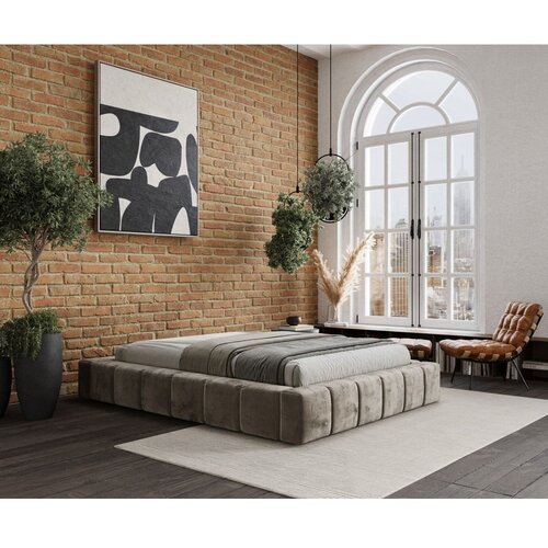 Maison de R&amp;ecirc;ve Bež oblazinjena zakonska postelja s prostorom za shranjevanje z letvenim dnom 200x200 cm Aruba L &amp;ndash; Slike