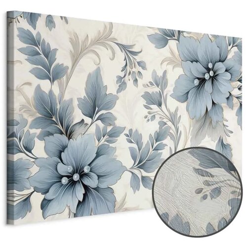  Slika - Turquoise Flowers in Retro Ambience Floristic Ornaments 120x80 Cijene