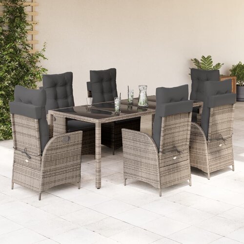  7-dijelni vrtni blagovaonski set sivi od poliratana Siva 190 cm table length Cijene