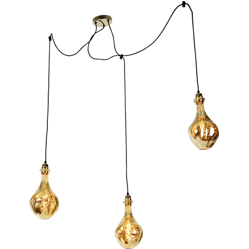 QAZQA Viseča svetilka v zlati barvi s 3 lučkami, vključno z LED jantarno zatemnitvijo - Cava Luxe