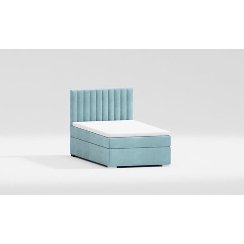 Ropez Svijetlo plavi tapecirani krevet s prostorom za odlaganje s podnicom 100x200 cm Bunny &ndash; Cijene