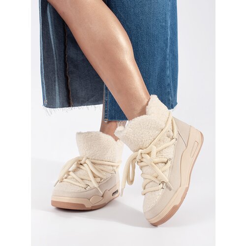 SEASTAR Beige women&amp;#039;s snow boots with a thick sole Slike